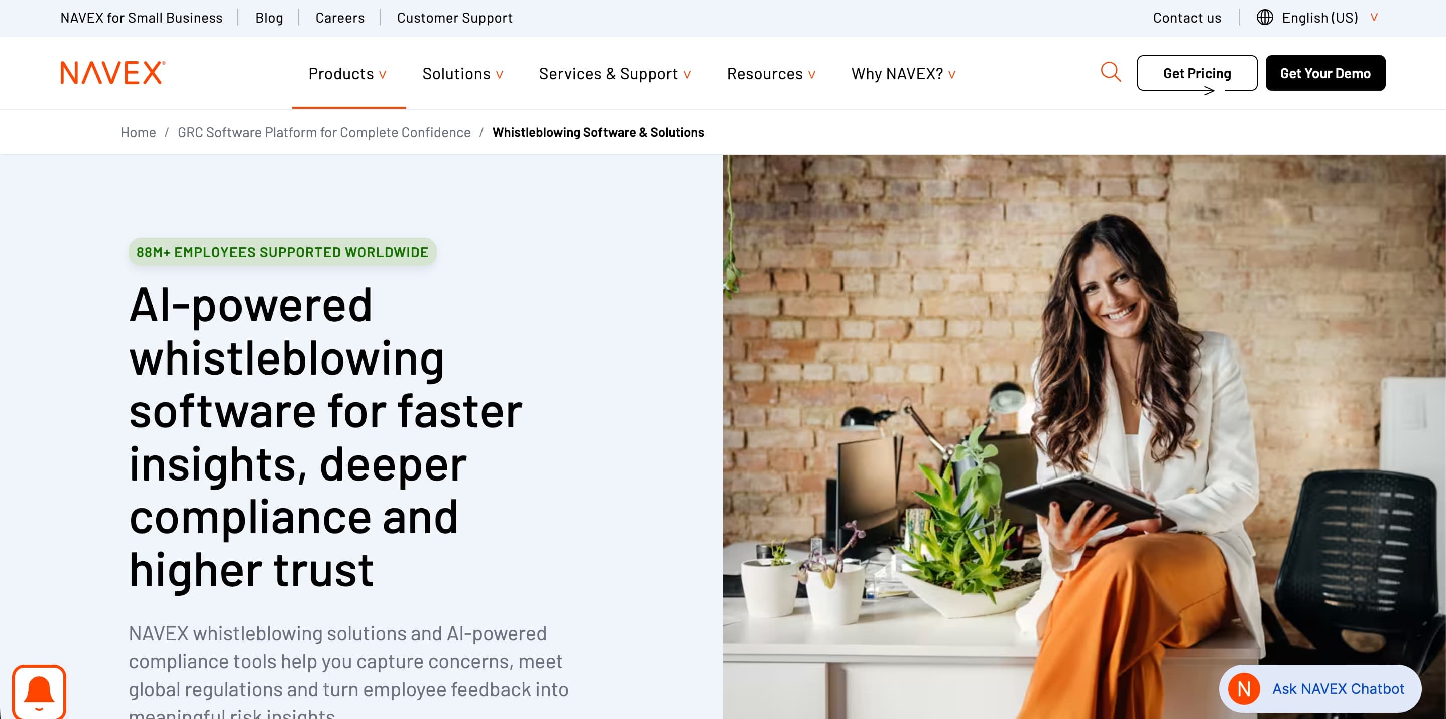 NAVEX EthicsPoint whistleblowing and incident management product page