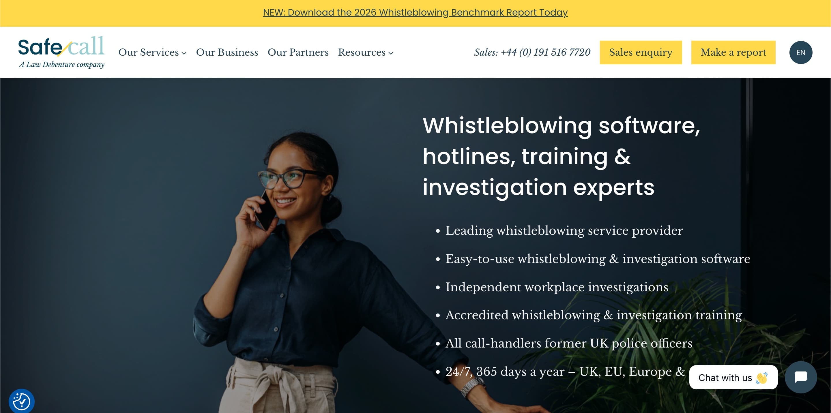 Safecall whistleblowing hotline and software solutions page