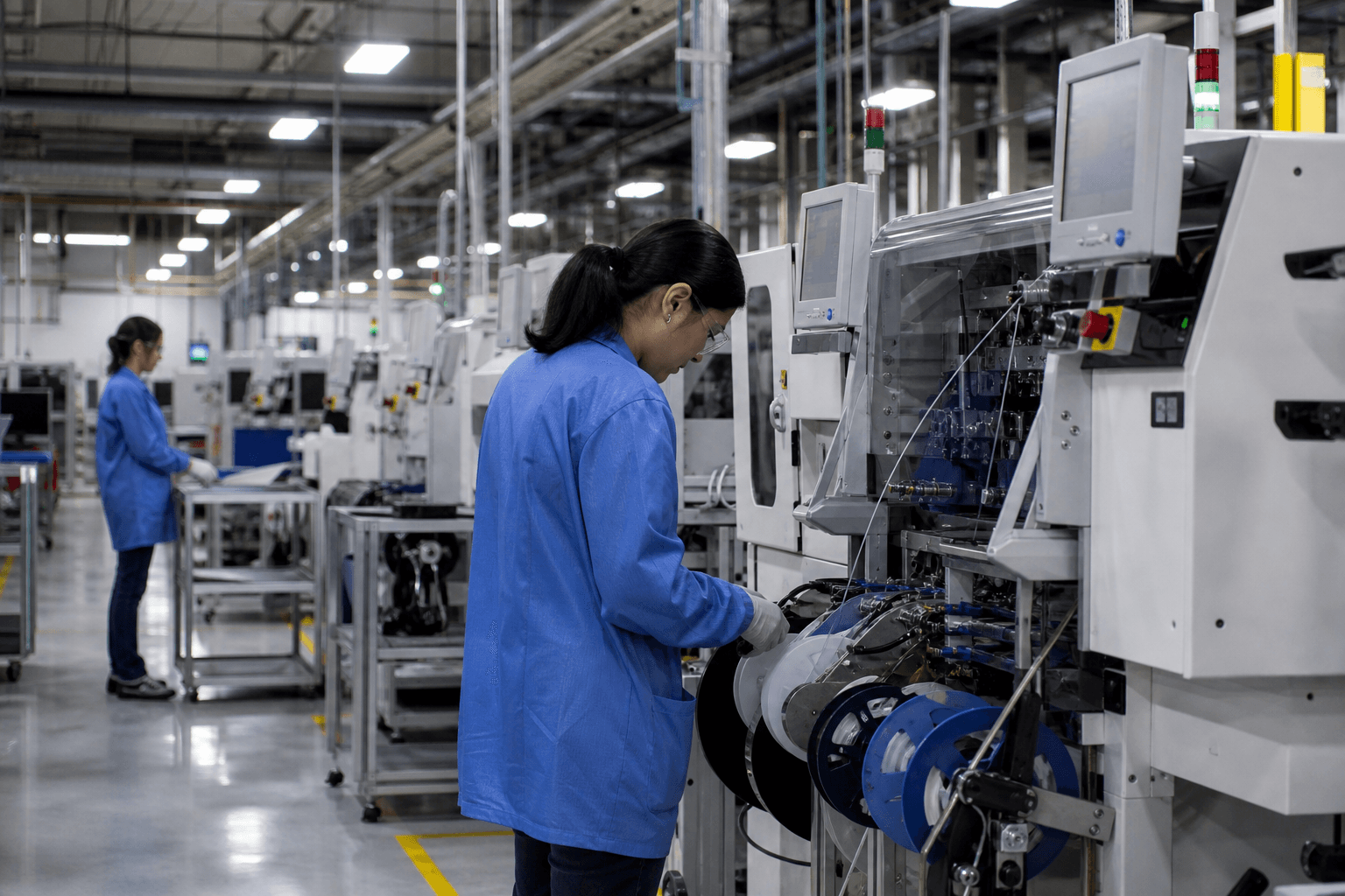 Productiemedewerkers in een moderne fabrieksomgeving