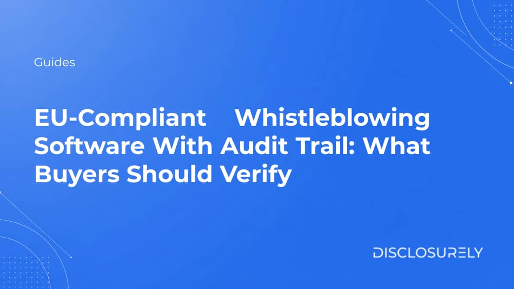 EU-compliant whistleblowing software audit trail checklist cover