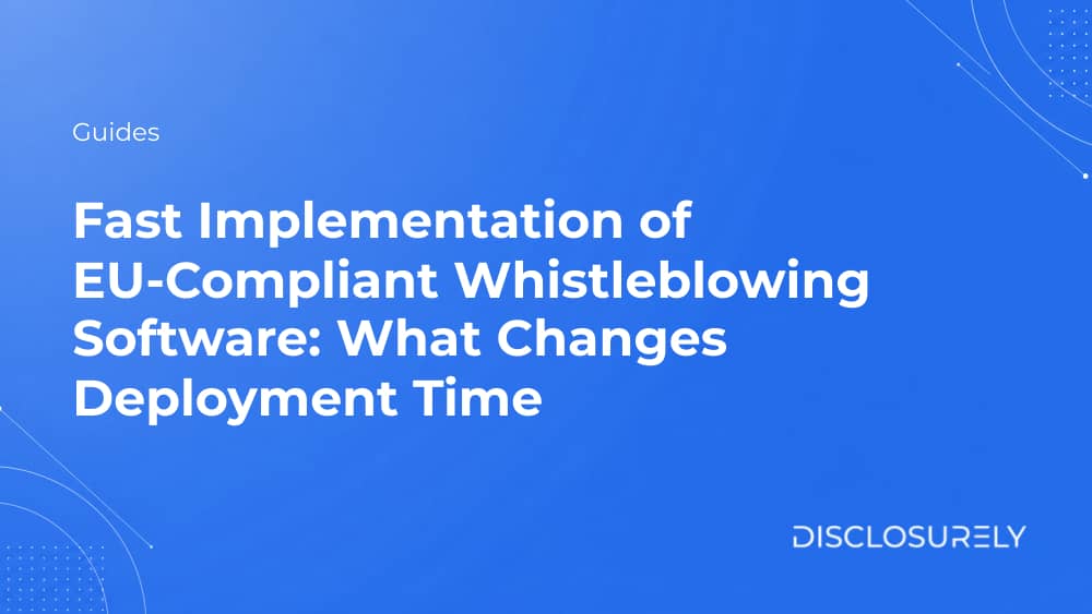 Fast implementation of EU-compliant whistleblowing software guide cover